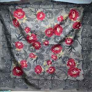 Michelangelo Gray and Red Floral Scarf